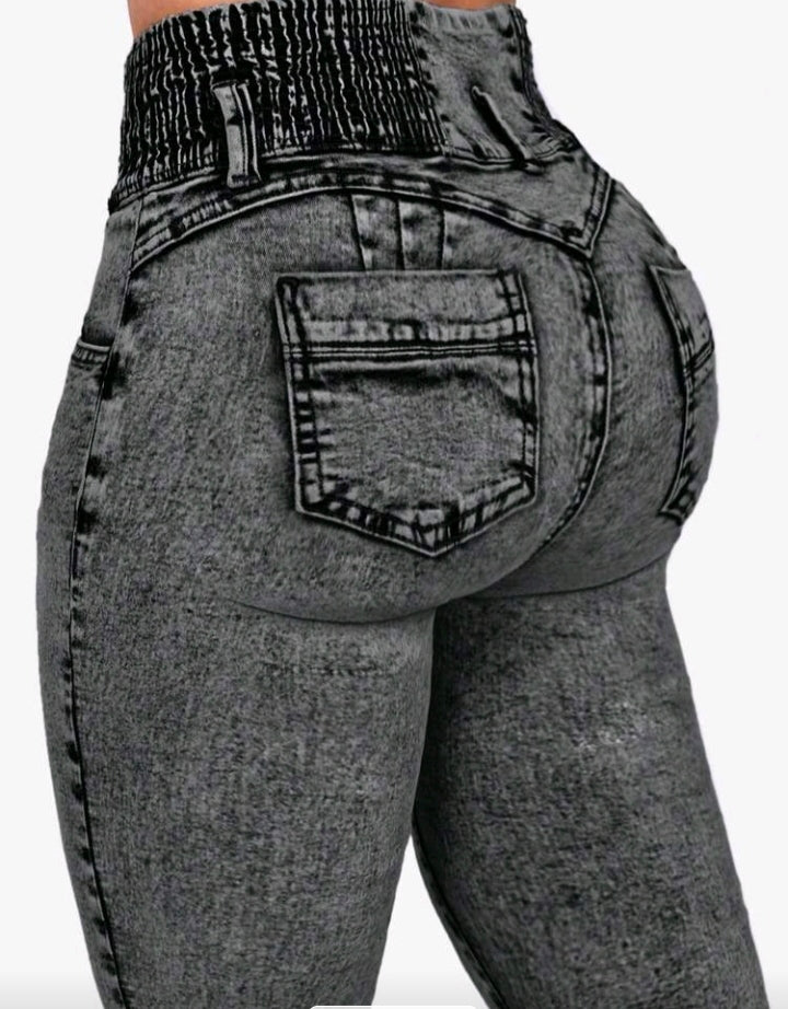 High waisted - butt lift skinny jeans -3 wash