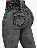 High waisted - butt lift skinny jeans -3 wash