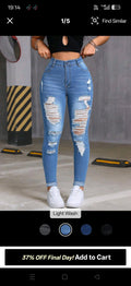 High-Waisted Ripped Skinny Jeans