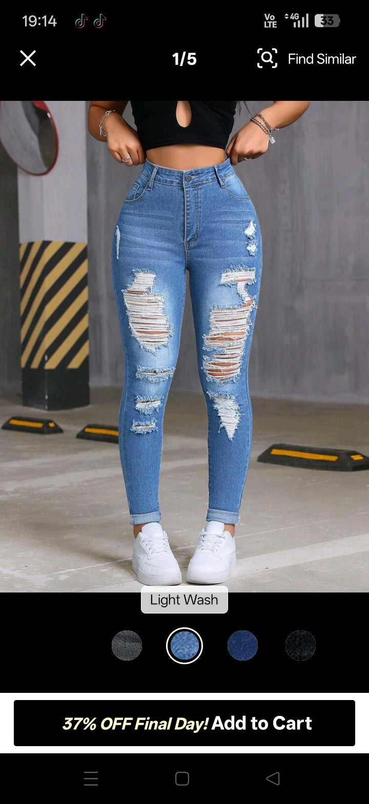 High-Waisted Ripped Skinny Jeans