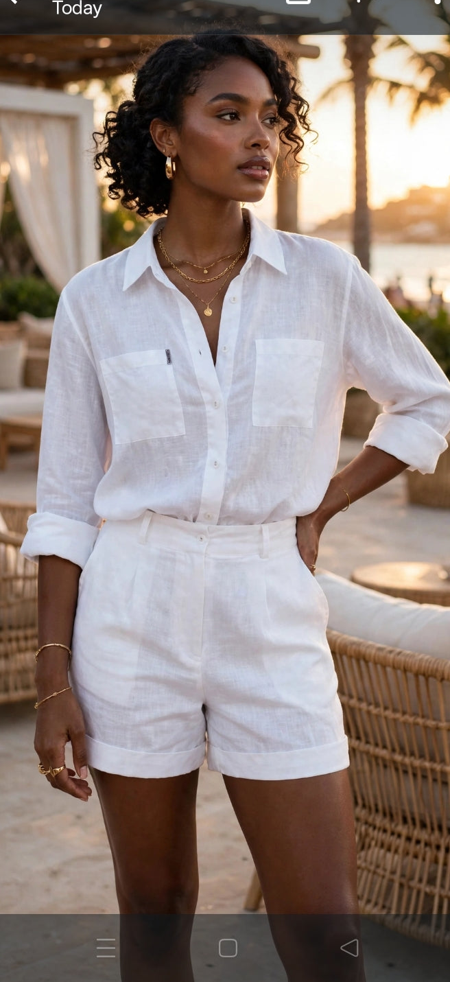 Bougie luxe linen set-white