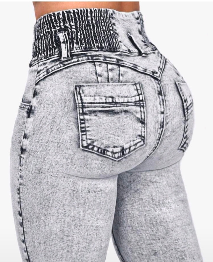 High waisted - butt lift skinny jeans -3 wash