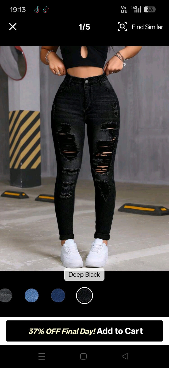 High-Waisted Ripped Skinny Jeans