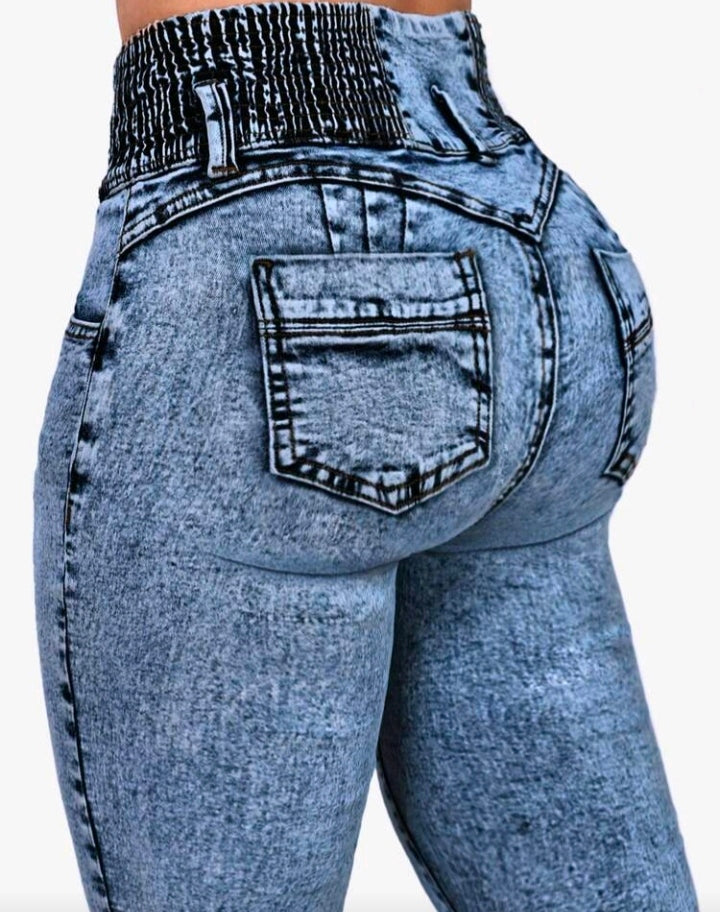 High waisted - butt lift skinny jeans -3 wash